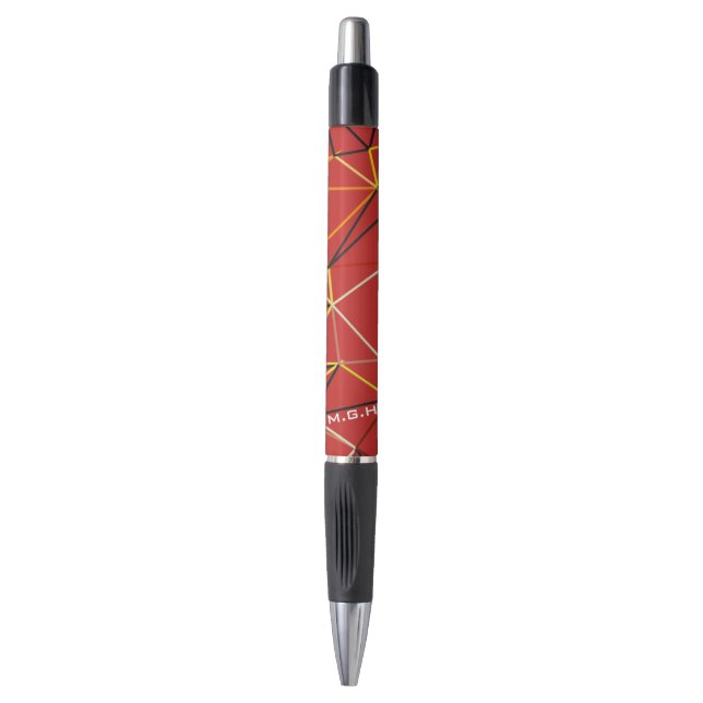 Stylo Dynamic Red Abstract Geometric Monogram (Devant (Vertical))