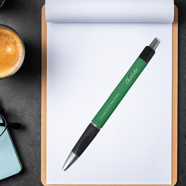 Stylo Écriture de nom en monogramme vert (Créateur téléchargé)