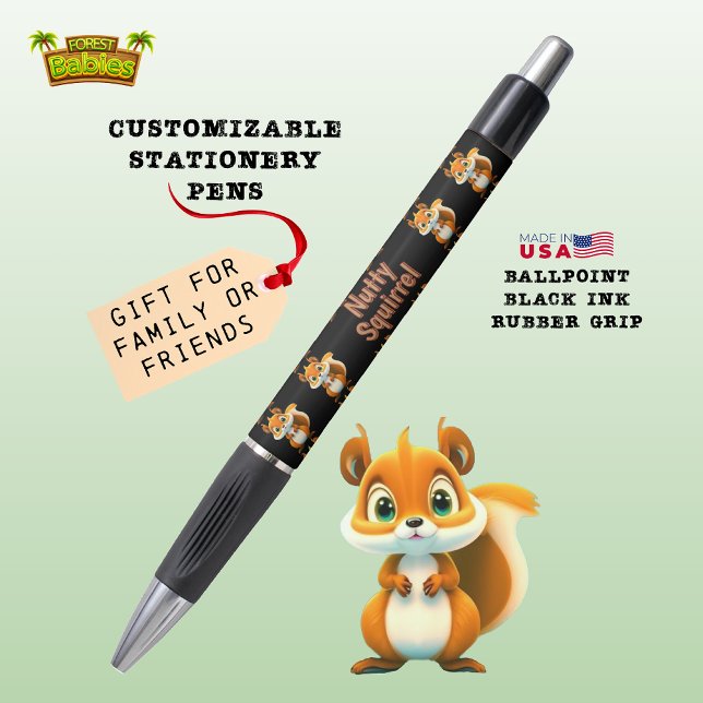 Stylo Écureuil de noix Mignonne Animal Woodland Faune 🐿 (Adorable Wild Nutty Squirrel Fall Forest Creature Nature Wildlife Animal Stationery Pen Gift 🐿🎁)