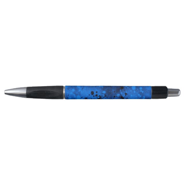 Stylo Effet Retro Paint Splatter en bleu et noir (Devant)