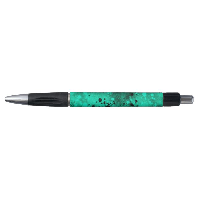 Stylo Effet Retro Paint Splatter Vert & Noir (Devant)