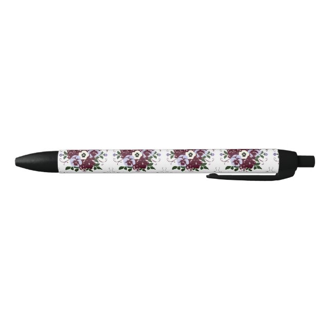 Stylo Élégance Botanique  Bouquet Fleurs Violettes (Bas)