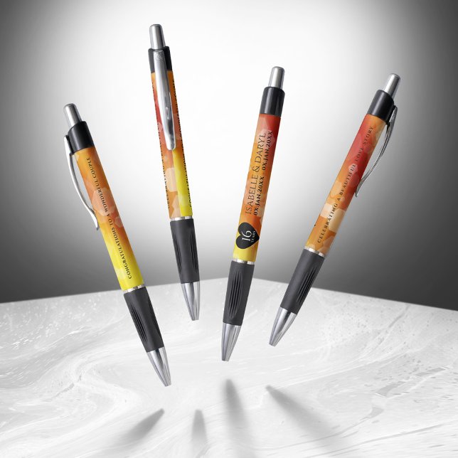 Stylo Élégant 16ème anniversaire de Mariage de Topaz d'o (Elegant 16th Golden Topaz Wedding Anniversary Pen Cover Photo)