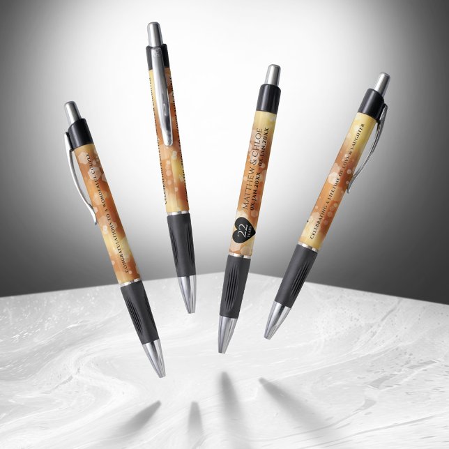 Stylo Élégant 22e anniversaire de Mariage de cuivre (Elegant 22nd Copper Wedding Anniversary Pen Cover Photo)