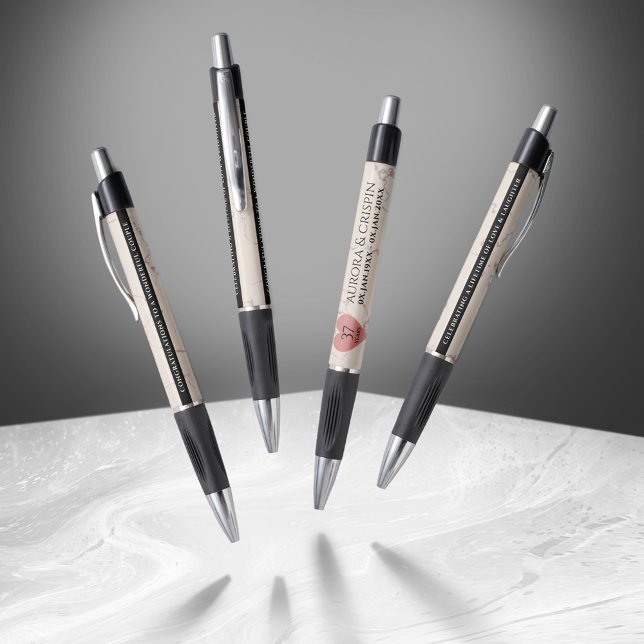 Stylo Élégant 37e anniversaire du Mariage Alabaster (Elegant 37th Alabaster Wedding Anniversary Pen Cover Photo)