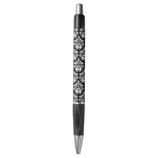 Stylo Élégant damas noir et blanc