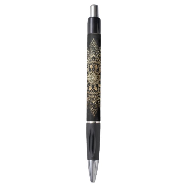 Stylo Elégant Gold Mandala Black Design (Devant (Vertical))
