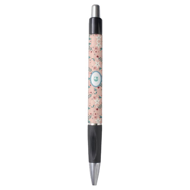 Stylo Élégant Motif floral rose mignon   (Devant (Vertical))