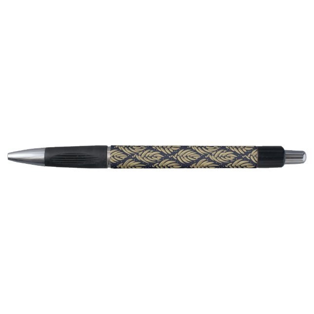 Stylo Elegant Navy Gold Leaf  Ballpoint Writing Tool (Devant)