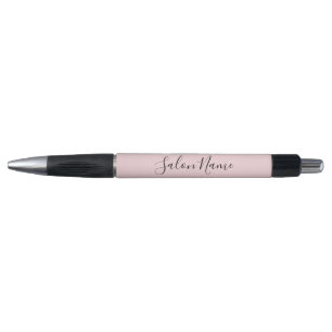 Stylo Élégant Pale Pink Black Text Business Salon Nom