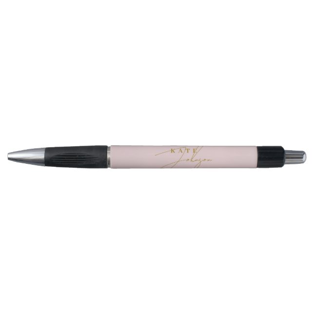 Stylo Élégant Pink Gold Signature Script Monogramme (Devant)