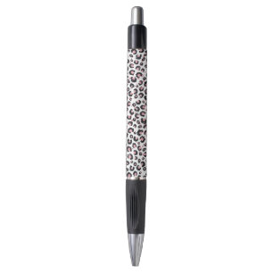 Stylo Élégant Rose Léopard Noir Motif