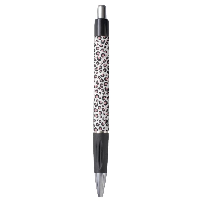 Stylo Élégant Rose Léopard Noir Motif (Devant (Vertical))