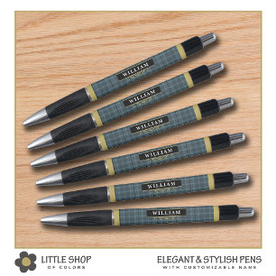 Stylo Élégant Vitre Noir et Or Vérifier Monogramme