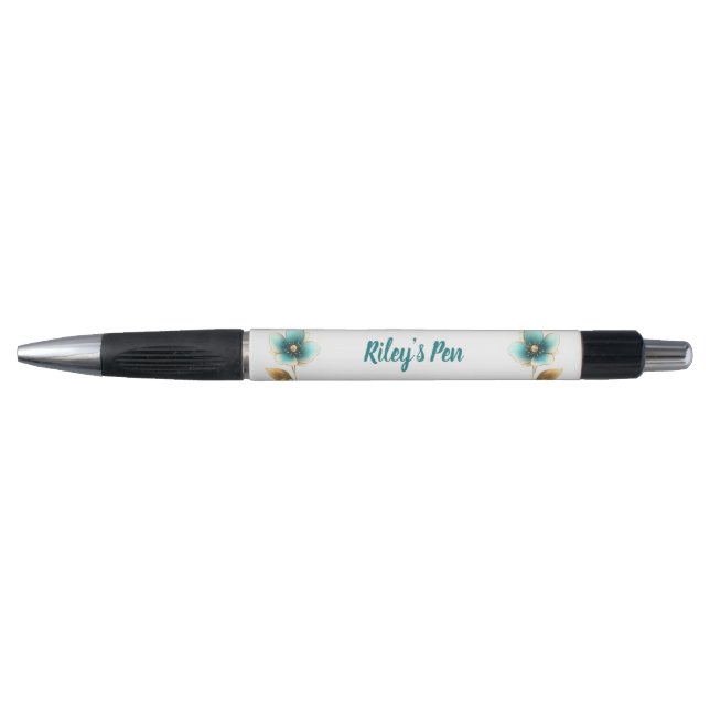 Stylo Elégante aquarelle Aqua Nom floral (Devant)