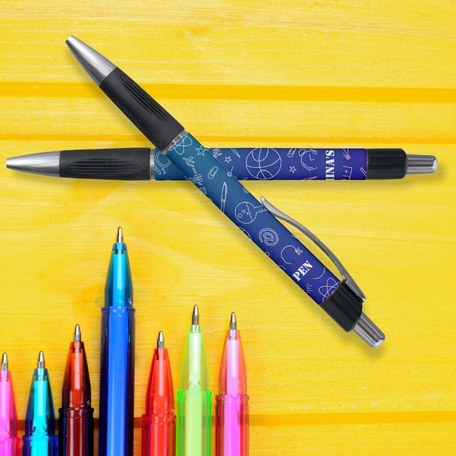 Stylo Eléments de l'école bleue motif personnalisé (Blue School elements pattern personalized Pen)
