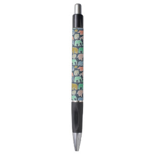 Stylo Eléphants Colorés, Motif Des Eléphants, Zigzag