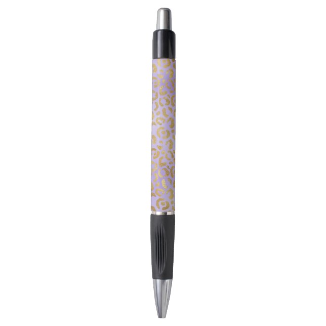 Stylo Empreinte de léopard de glam or violet (Devant (Vertical))