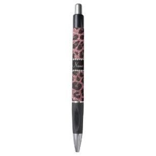 Stylo Empreinte de léopard de parties scintillant rose p