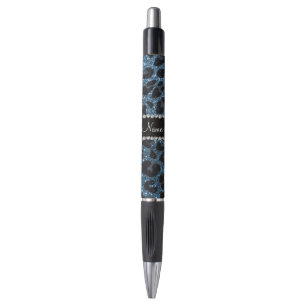Stylo Empreinte de léopard d'parties scintillant bleu br