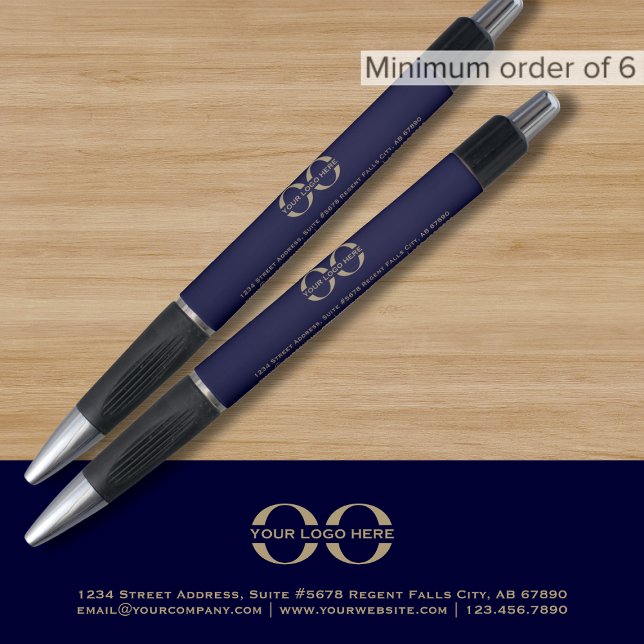 Stylo en or bleu marine avec logo (Créateur téléchargé)