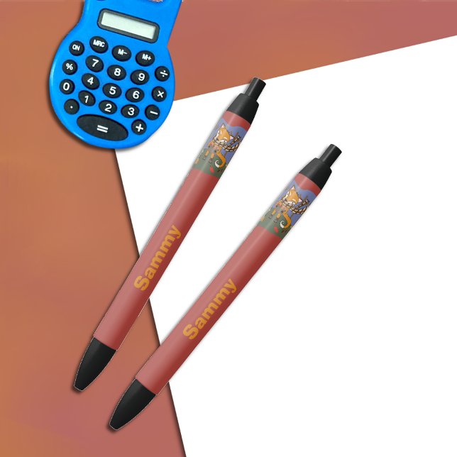 Stylo enfant renard Woodland avec nom (Créateur téléchargé)