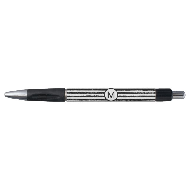 Stylo enseignant Vintage rétro monogrammé noir bla (Devant)