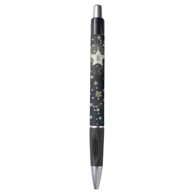 Stylo Espace lunaire Galaxie étoiles Monogramme (Devant (Vertical))