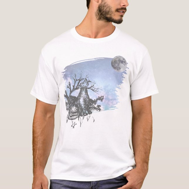 Stylo et Loup d'encre et T-shirt Pleine lune (Devant)