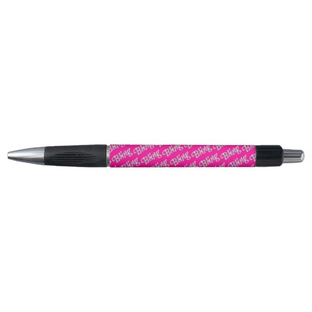 Stylo Faux diamant sur fond rose chaud (Devant)