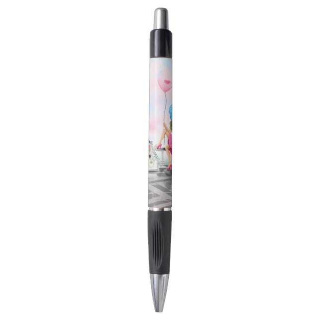 Stylo Femme avec Ballotte rose à Paris Tour Pen Eiffel (Devant (Vertical))
