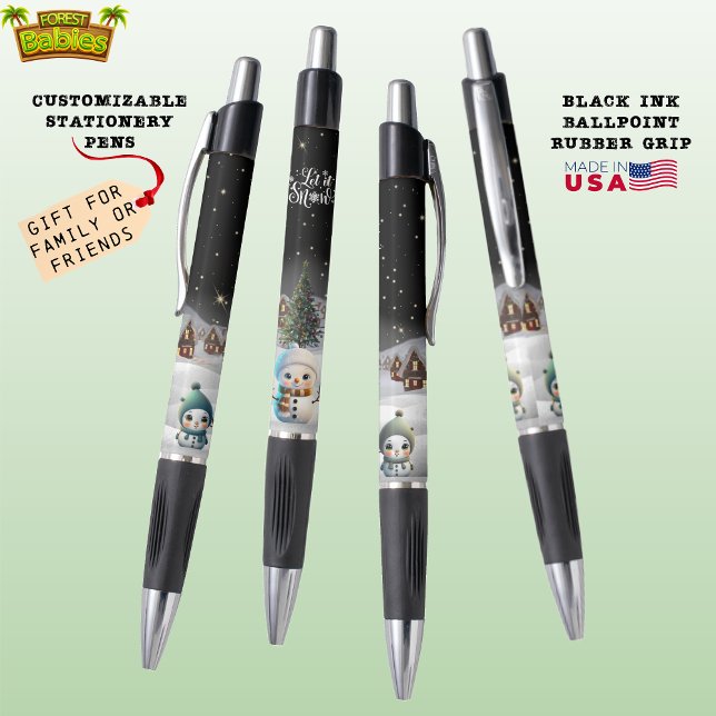 Stylo Femme de neige, laissez-la neige Village de Noël ⛄ (Xmas Holiday Winter Wonderland Snowman Woman, Let it Snow Christmas Village  ForestBabies Pen ⛄️🎄🎁)