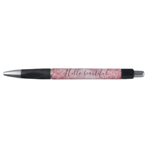Stylo Fille Parties scintillant de verre rose étincelant