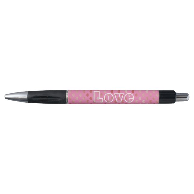 Stylo Fille rose Coeurs rouges Ombre (Devant)
