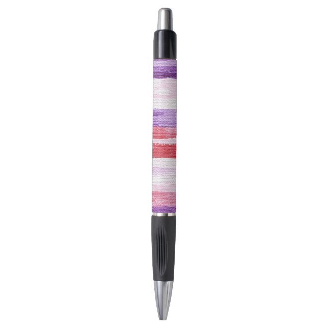 Stylo Fille violet rose rose rouge rayures Noël (Devant (Vertical))