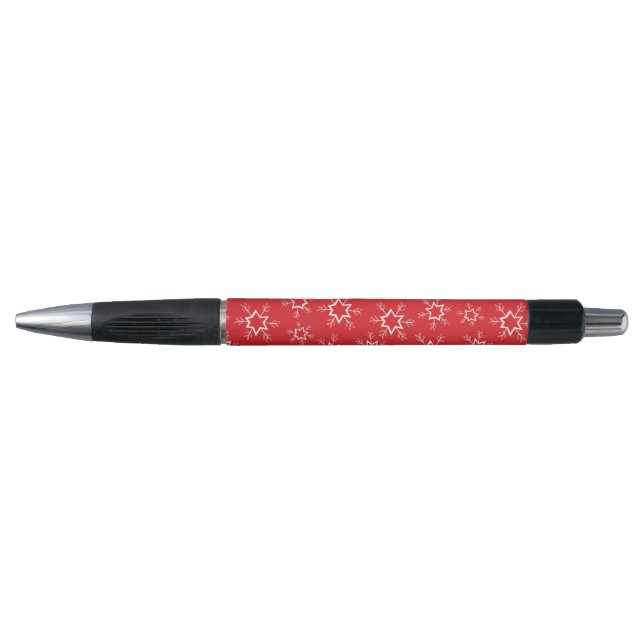 Stylo Flèches de neige, Flakes rouges et blancs, Neige (Devant)