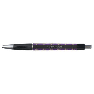 Stylo Fleur de Lis, Beige sur Violet, Royal, Votre Nom