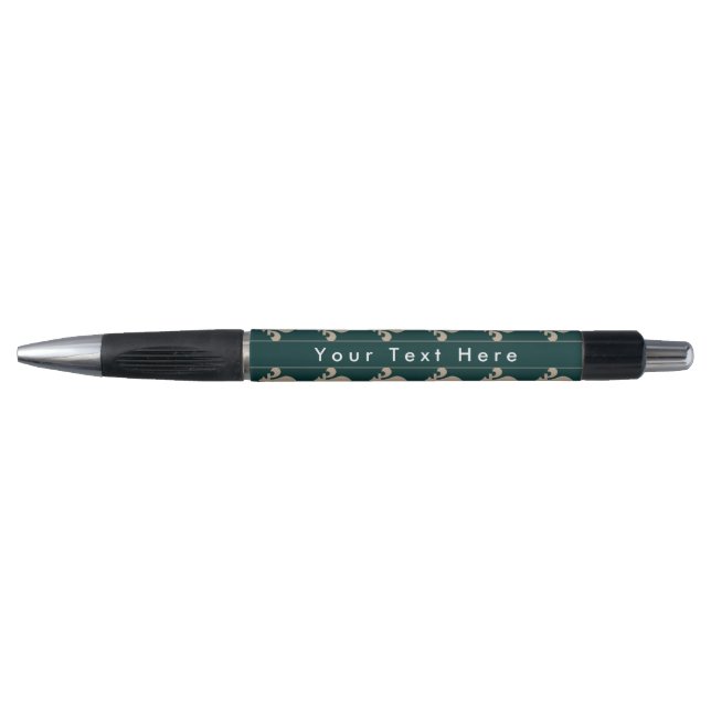 Stylo Fleur de Lis Motif, Français, Royal, Crème, Vert (Devant)