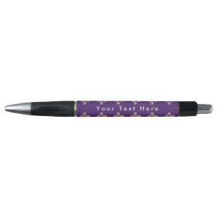 Stylo Fleur de Lis Motif, Français, Royal, Crème, Violet