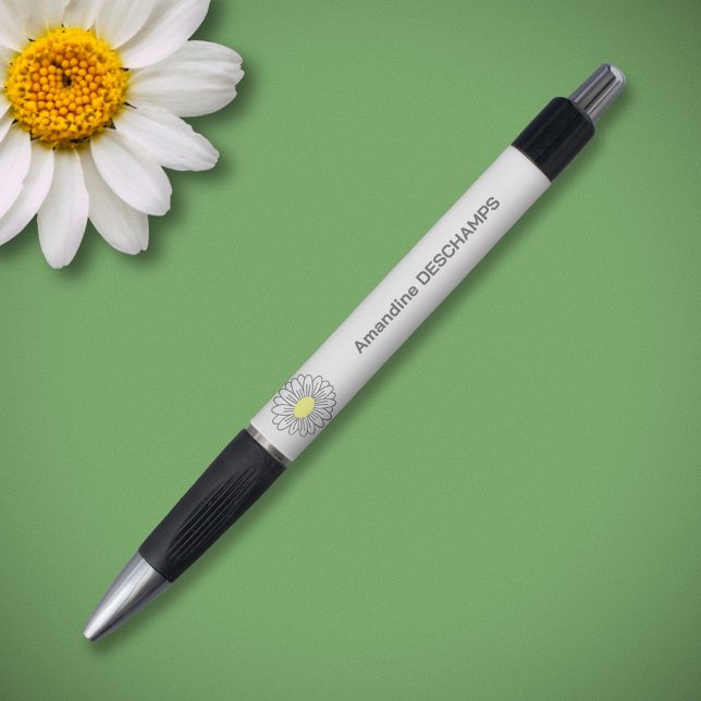 Stylo Fleur de marguerite botanique blanc (Daisy Flower White Pen)