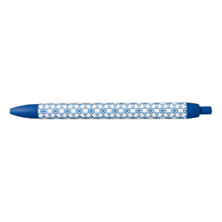 Stylo - Fleur géométrique en bleu