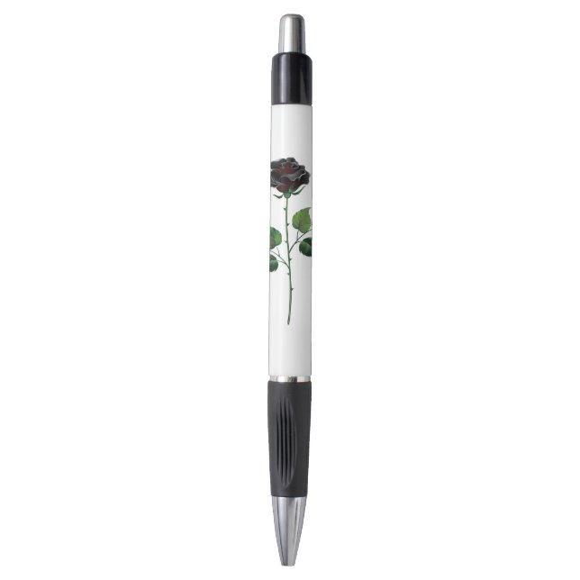 Stylo Fleur rose noire (Devant (Vertical))