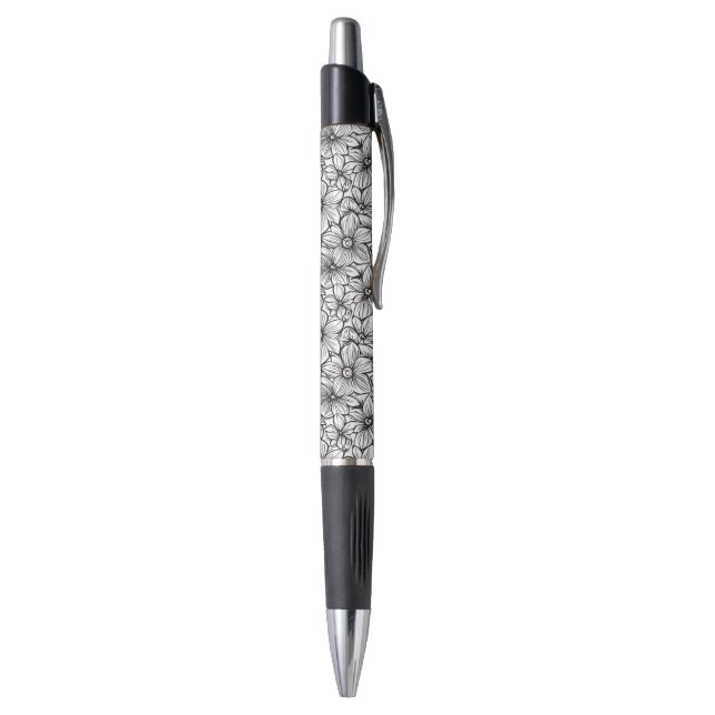Stylo Fleurale Noir et Blanc (Bas (Vertical))