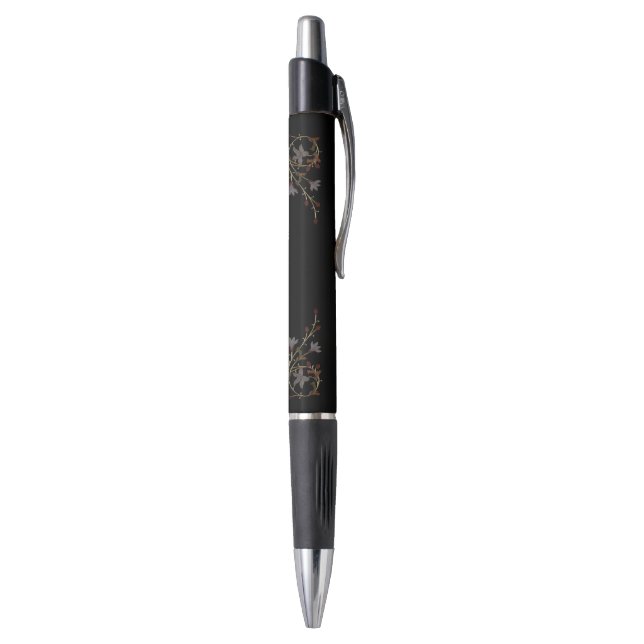 Stylo Fleurs Art Déco sur fond noir (Bas (Vertical))