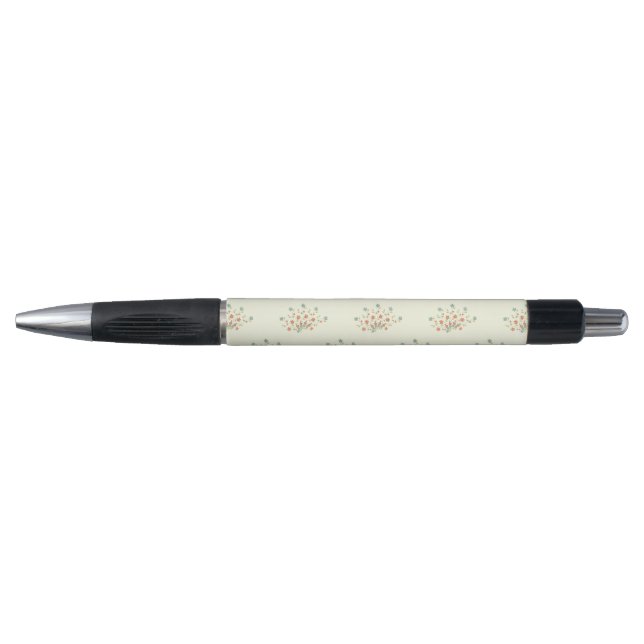 Stylo Fleurs Bleues, Fleurs Rouges, Motif De Fleurs (Devant)