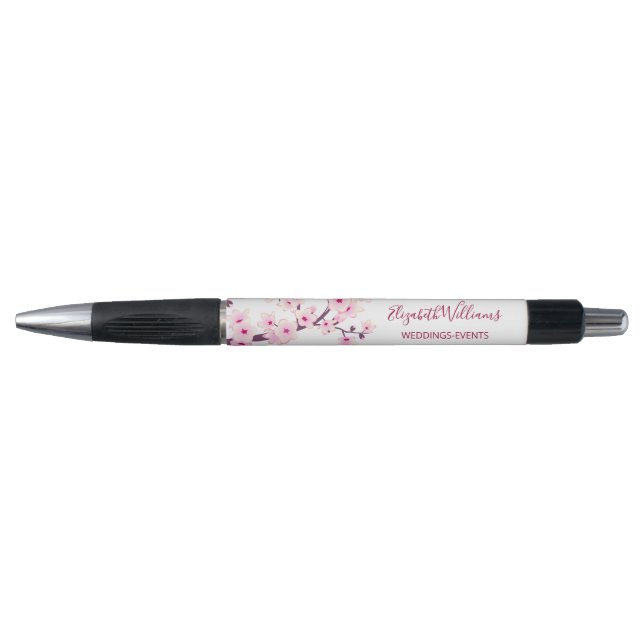 Stylo Fleurs de cerisier rose blanc Entreprise  (Devant)