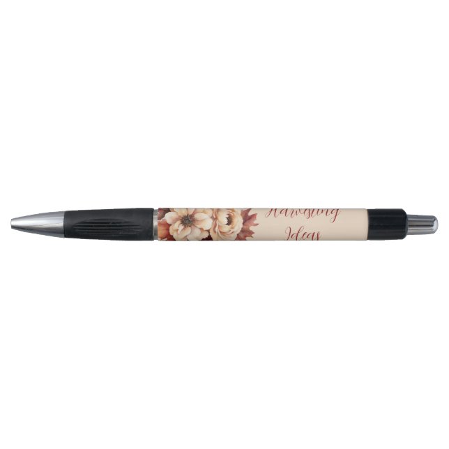 Stylo Fleurs de chute d'aquarelle-Crème et Fleurs rouges (Devant)