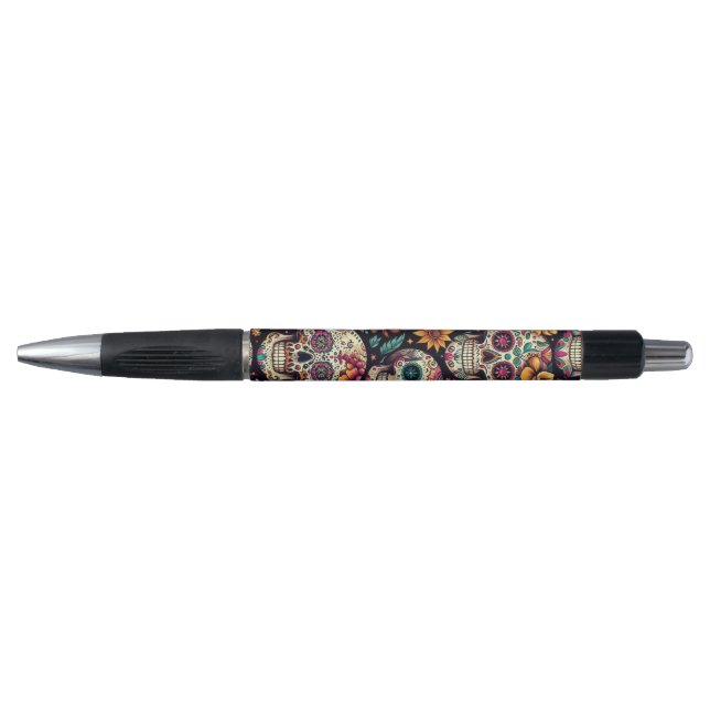 Stylo Fleurs de Crâne de Sucre (Devant)