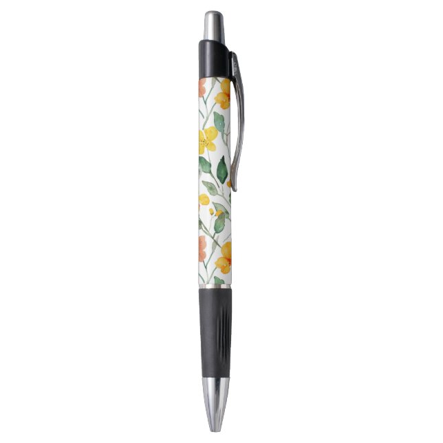 Stylo Fleurs de pêcher jaune rouge (Bas (Vertical))