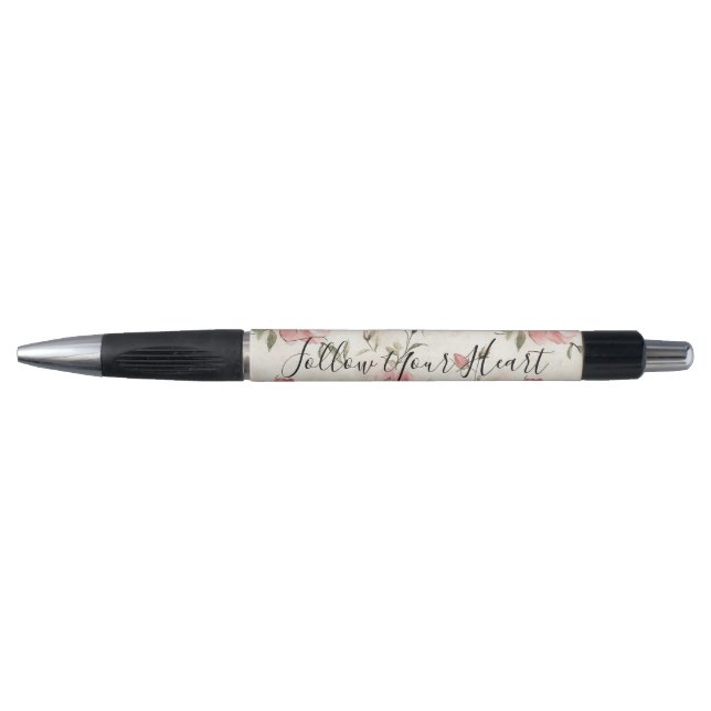 Stylo Fleurs de roses roses  (Devant)